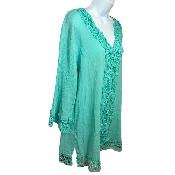 Isaac Mizrahi Daisy Swim Cover Up Women's Sz Large Beach Summer 3/4 Sleeve - Picture 3 of 8